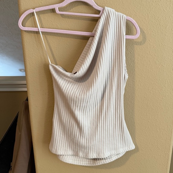 Zara One-Shoulder Ribbed Top - Picture 3 of 3
